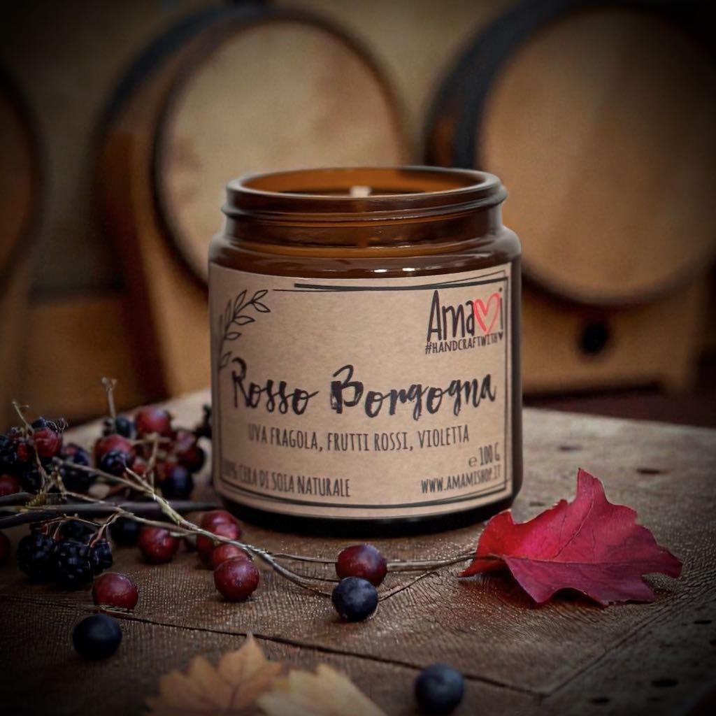 Candela in cera di soia naturale Rosso Borgogna Amamishop