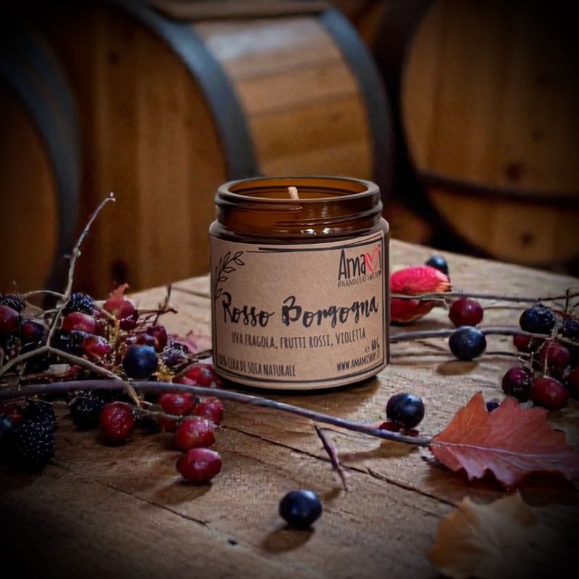 Candela in cera di soia naturale Rosso Borgogna Amamishop